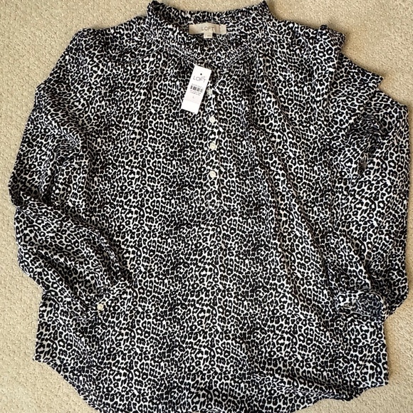 Womens leopard (white and black) Loft dress shirt size L - Picture 1 of 1